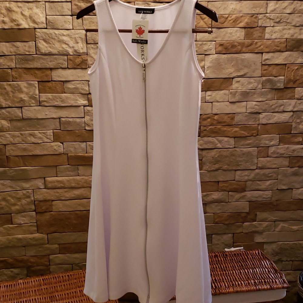 White full zip dress